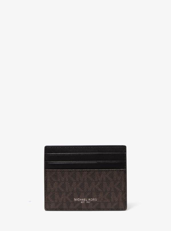 Panske Penazenky Michael Kors Greyson Logo Tall Card Case Čierne Hnede - Doplnky Michael Kors Levně | RXPUJ-5896